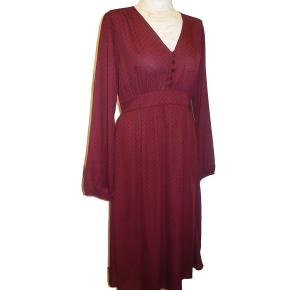 Dress Polka Dot NEW retro fit & flare long sleeve bellow knee summer party - Picture 1 of 9